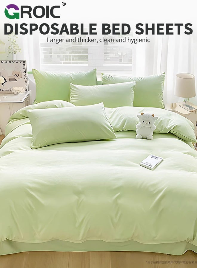 GROIC 4-Piece Disposable Sheet Set, Travel-Safe Disposable Cover Sheets for Travel, Disposable Bed Sheet, Disposable Duvet Cover, Disposable Pillowcases, Perfect for Hotels, Bedding Set for 1.8m Beds - Image 2